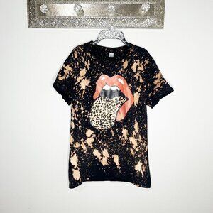 Handmade Bleach Tie Dye Band T-shirt Size Small